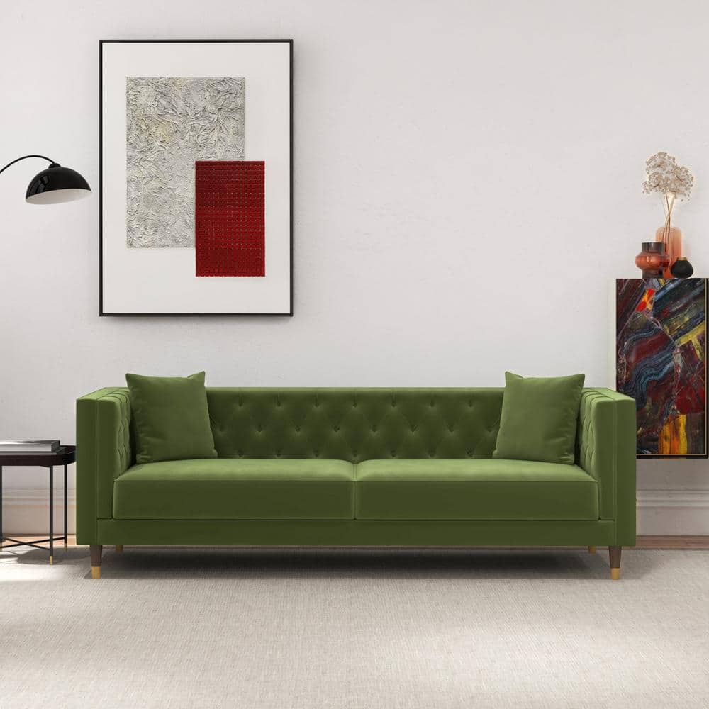 Ashcroft Furniture Co Louise 91 in. W Luxury Modern Square Arm Tufted