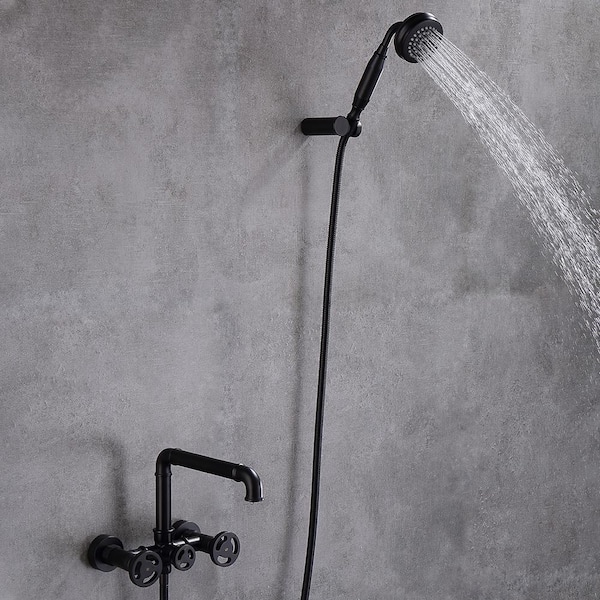 Gunmetal Grey Shower Faucet Handles Bathroom Brass Exposed Matte Black/  White Chrome Shower System