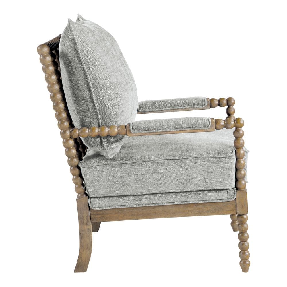Fletcher Smoke Gray Spindle Accent Chair with Wood Frame
