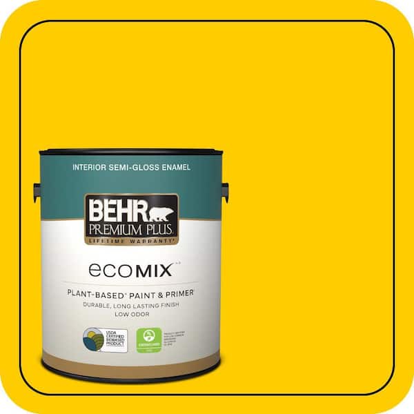 1 gal. #380B-7 Marigold Semi-Gloss Enamel EcoMix Plant-Based Interior Paint & Primer