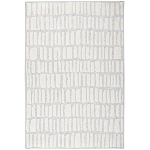 DASH & ALBERT Roark Machine Washable Ivory 6 ft. x 9 ft. Indoor Area Rug