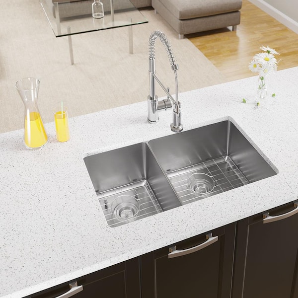 MR Direct Undermount Stainless Steel 31-1/8 in. Double Bowl Kitchen Sink with Additional Accessories
