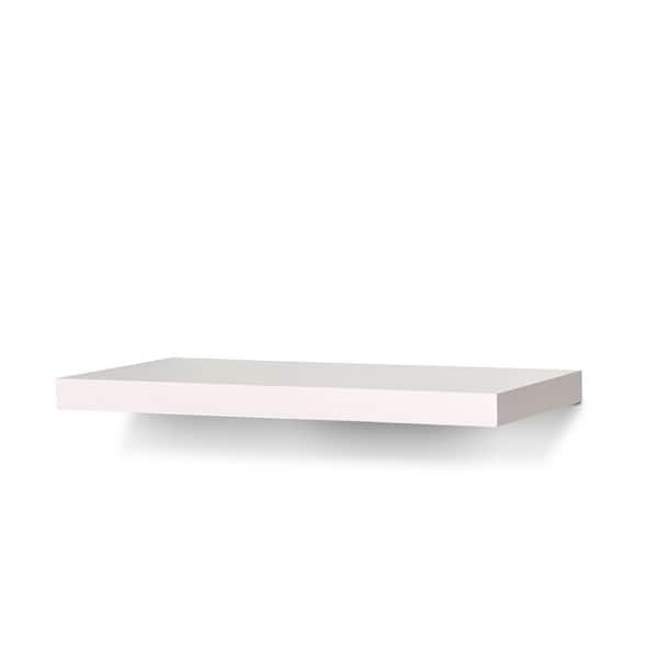 Wallscapes Avalon 10 in. x 24 in. x 1.5 in. White MDF with Veneer Overlay Floating Decorative Wall-Shelf with Bracket