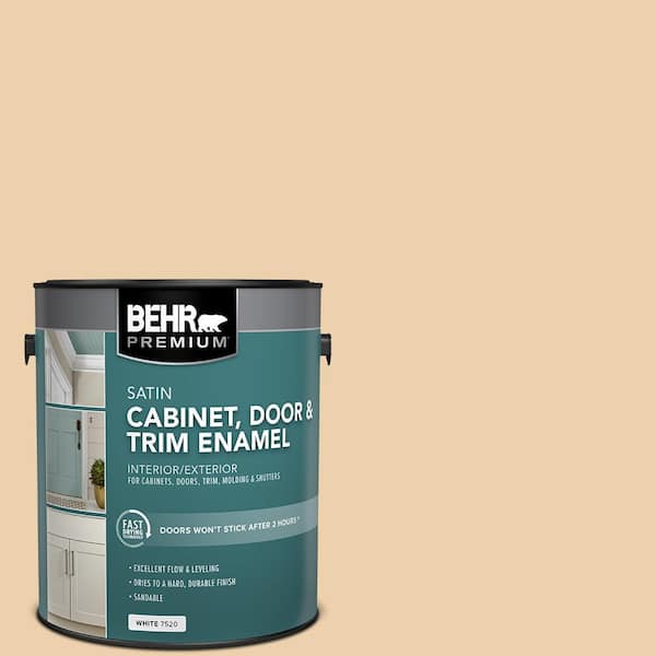 BEHR PREMIUM 1 gal. #MQ3-43 Ceramic Beige Satin Enamel Interior/Exterior Cabinet, Door & Trim Paint