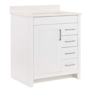 Westcourt 31 in. W x 22 in. D x 39 in. H Single Sink Bath Vanity in White with Pulsar Stone Composite Top