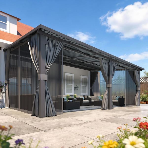 たオーダーページ AECOJOY 20 ft. x 12 ft. Metal Outdoor Lean to Wall-Mounted Hardtop
