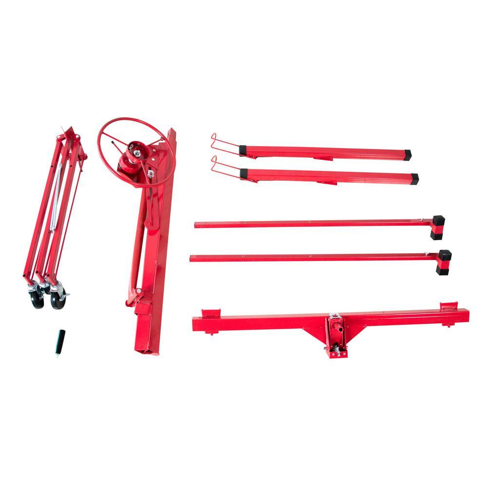 Red Heavy Duty Steel Drywall Panel Hoist with Rolling Casters
