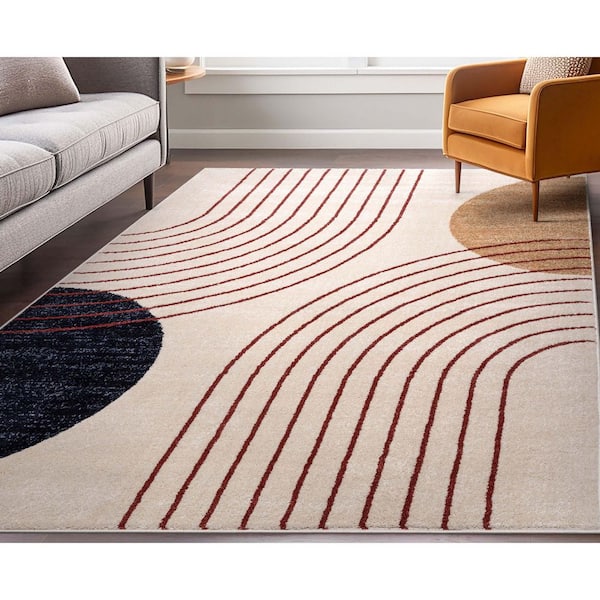 Omaha Laslow Modern, Geometric, Ivory 2 ft. 3 in. x 7 ft. 3 in. Runner, Area Rug
