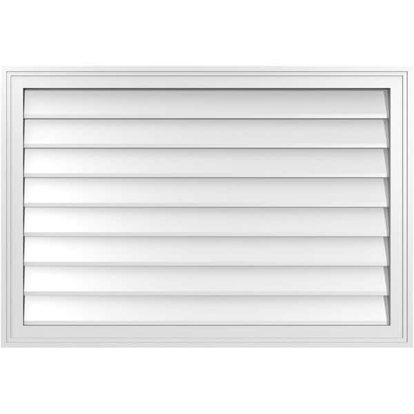 Ekena Millwork 38" x 26" Rectangular White PVC Paintable Gable Louver Vent Non-Functional