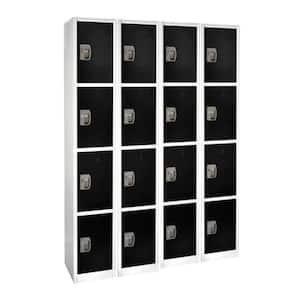 72 in. x 12 in. x 12 in. 4-Compartment Tier Steel Key Lock Storage Locker in Black (4-Pack)