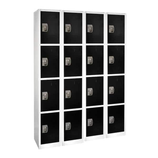 AdirOffice 629-Series 72 in. H 4-Tier Steel Key Lock Storage Locker Free Standing Cabinets for Home, School, Gym in Black (4-Pack)
