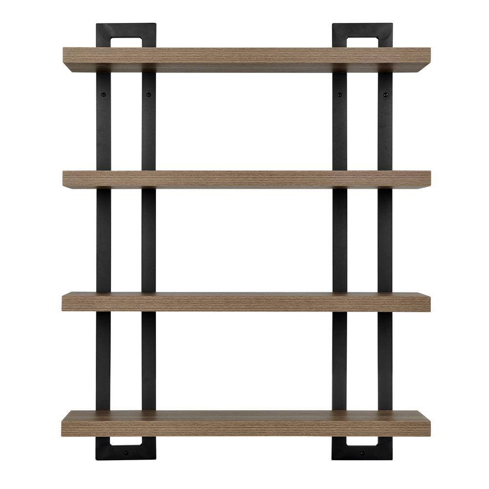 4-Tier Sienna Vertical Wall Shelf Unit Black/Rustic - Danya B.