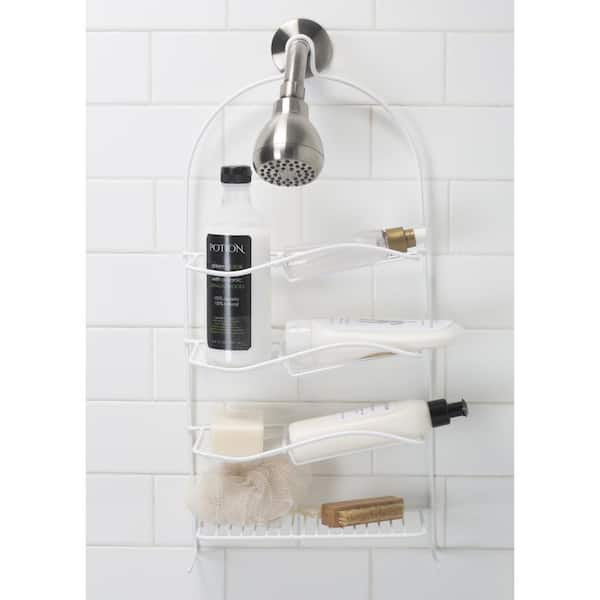 Bath Bliss 2 Shelf Hanging PE Coated Shower Caddy, White 