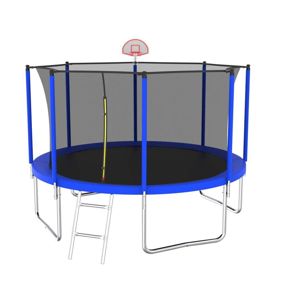 12FT Trampoline for Kids & Adults with Basketball Hoop and