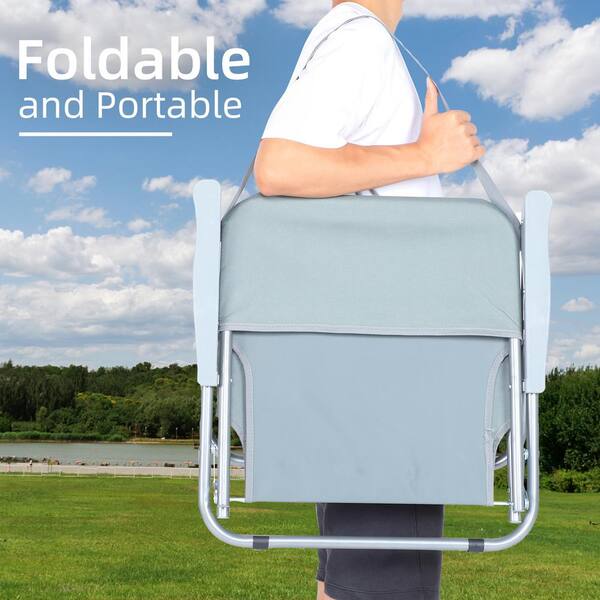 Folding Beach Adults, Portable Heavy-Duty Lawn Chairs Made of High Strength 600D Oxford Fabric and Steel Frame