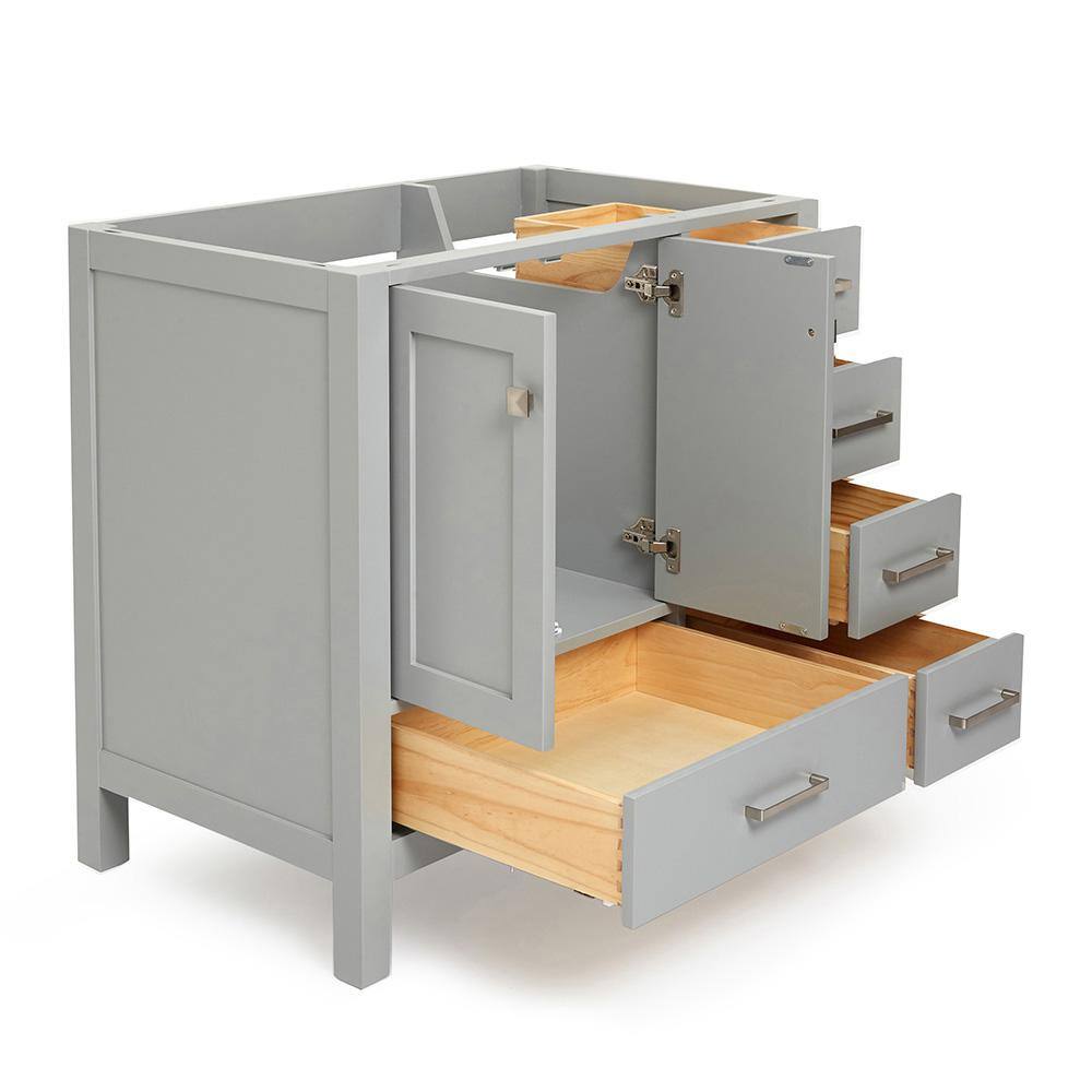 Cambridge 36" Gray Solid Wood Freestanding Vanity Cabinet