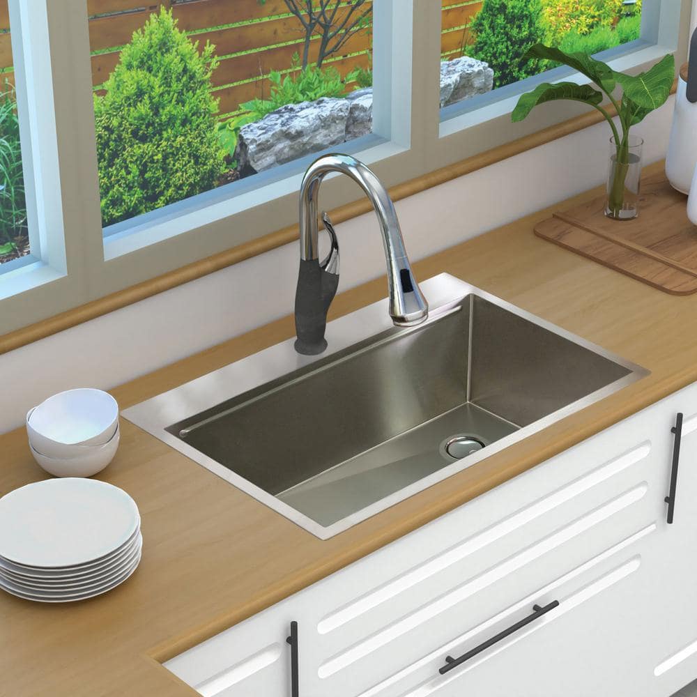 33-Inch Brushed Stainless Steel Kitchen Workstation Sink