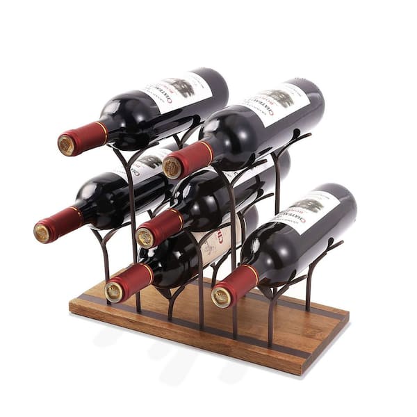 6.3 in. D x 13.4 in. W x 10.3 in. H Tabletop Wood Wine Glass Rack for Home Decor and Kitchen Storage Rack