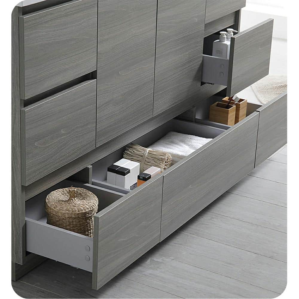Lazzaro 60" Gray Solid Wood Freestanding Bathroom Vanity Cabinet