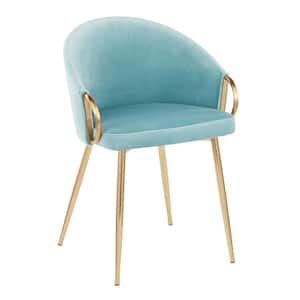Claire Light Blue Velvet and Gold Dining Chair