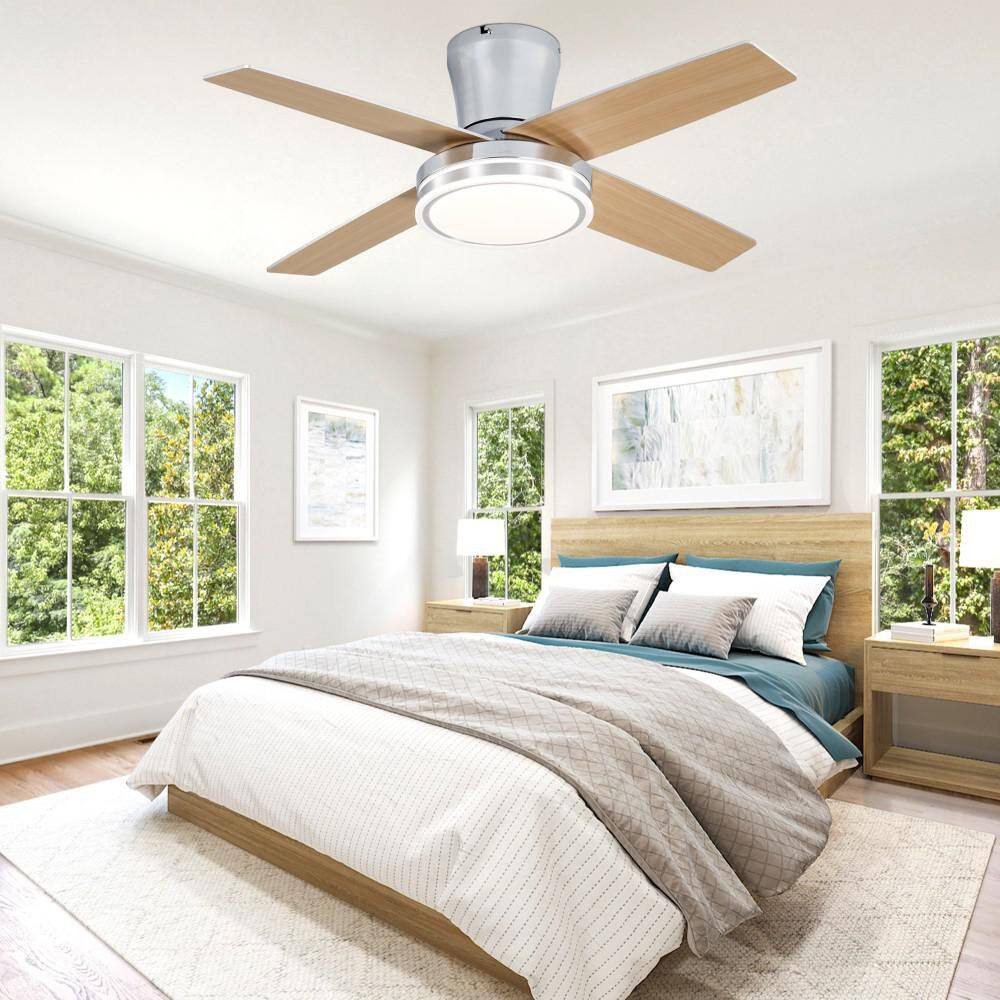 Alicante 44 in Smart Indoor Chrome Low Profile Dimmable Modern Ceiling Fan with Integrated LED Light and Remote price history on PriceWatchPro