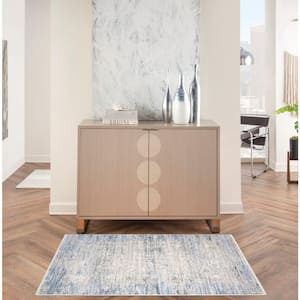 Modern Abstract Blue Doormat 3 ft. x 4 ft. Abstract Contemporary Area Rug