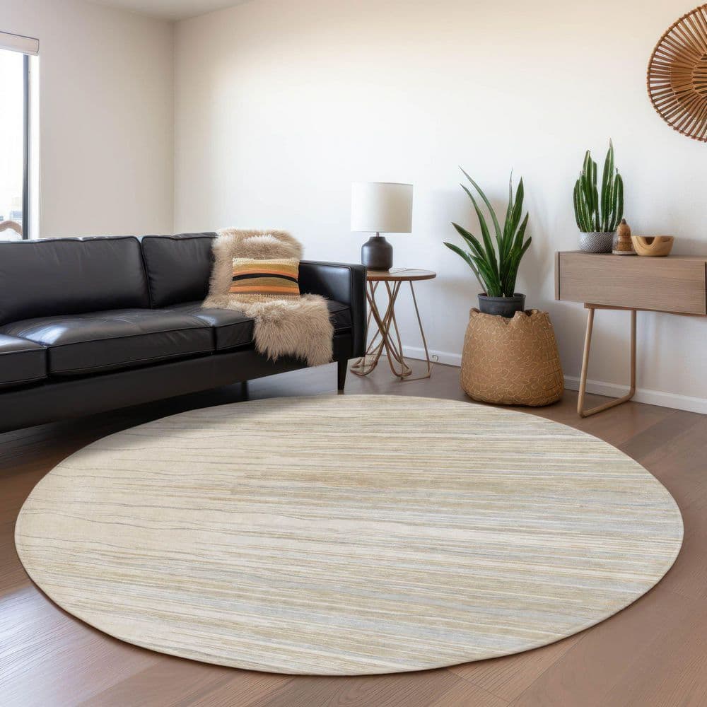Mayfield Premium Machine Washable Abstract AMF996 Linen 8 ft. x 8 ft. Round Rug price history on PriceWatchPro