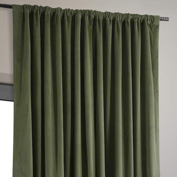 Clever velvet lined pencil pleat single door curtain in bottle green,  bottle green, So'home