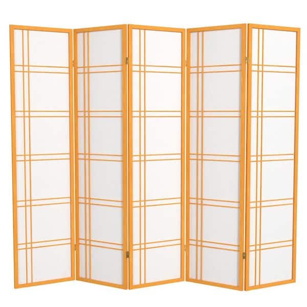 Oriental Furniture 6 ft. Honey 5-Panel Room Divider