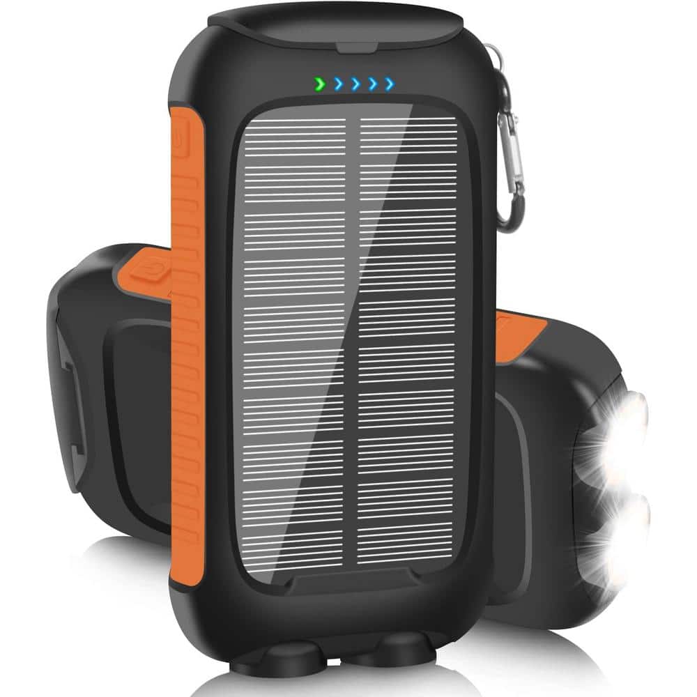 Solar Power Bank, 10000mAh Portable Charger with 5V/3 Amp Type C Input Outp