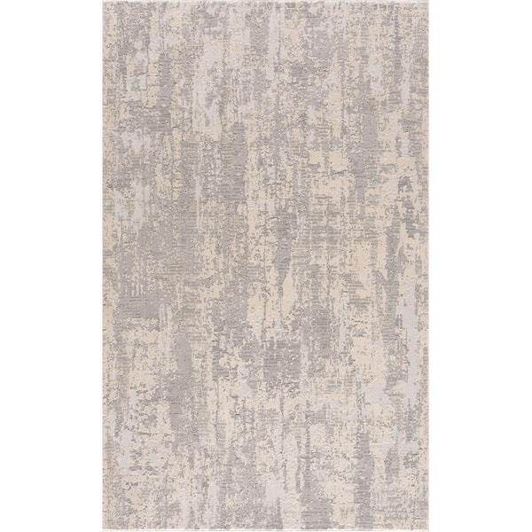 Vogue Grey 2 ft. 3 in. x 4 ft. Modern Abstract Doormat Area Rug Entrance Floor Mat