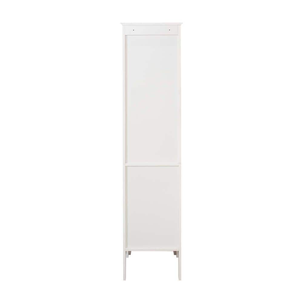 15.35 in. W x 15.35 in. D x 63 in. H White Linen Cabinet with 2 Shutter Doo