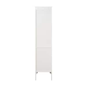 15.35 in. W x 15.35 in. D x 63 in. H White Linen Cabinet with 2 Shutter Doors for Bathroom