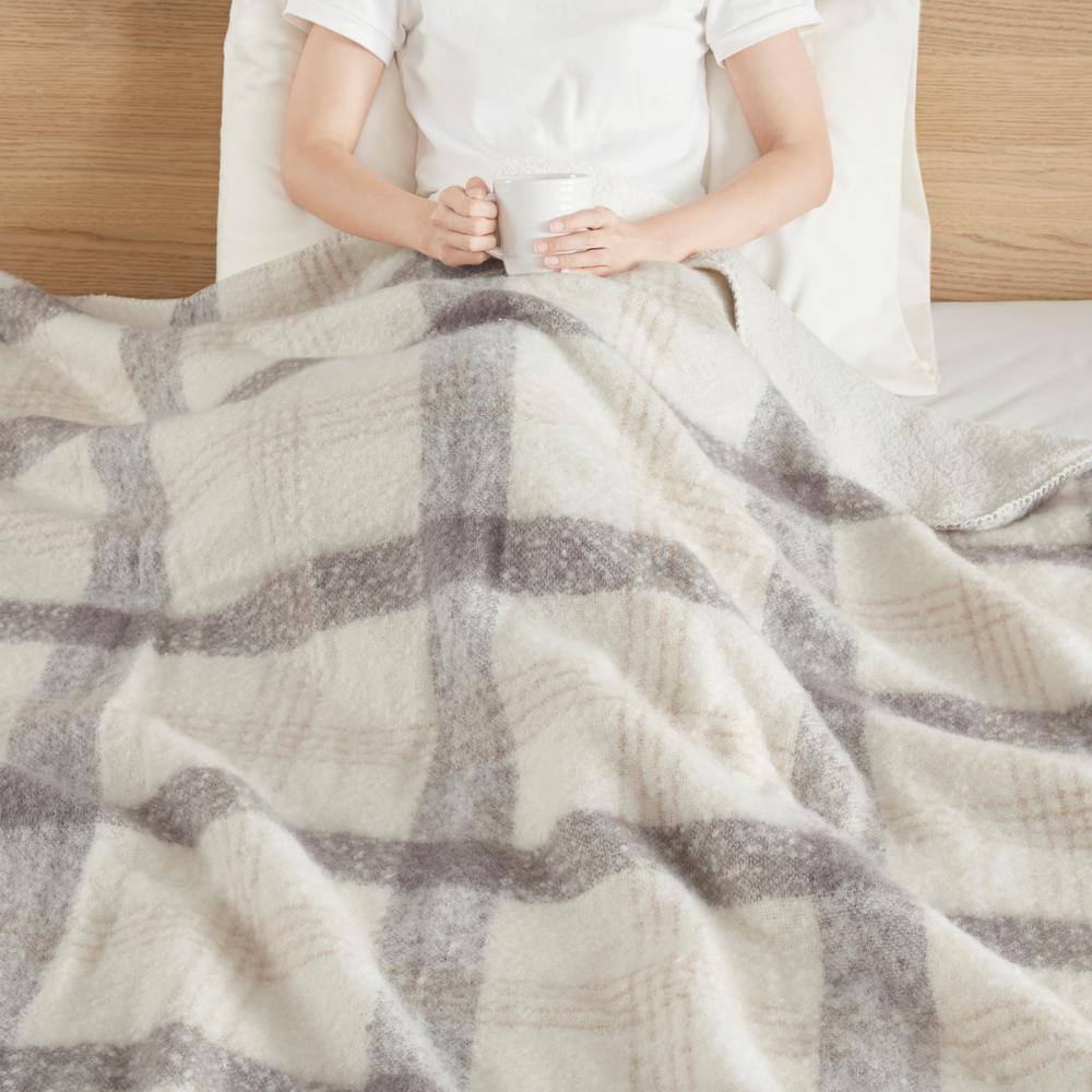 Bloomington 50"x60" Plaid Faux Mohair Sherpa Throw Blanket