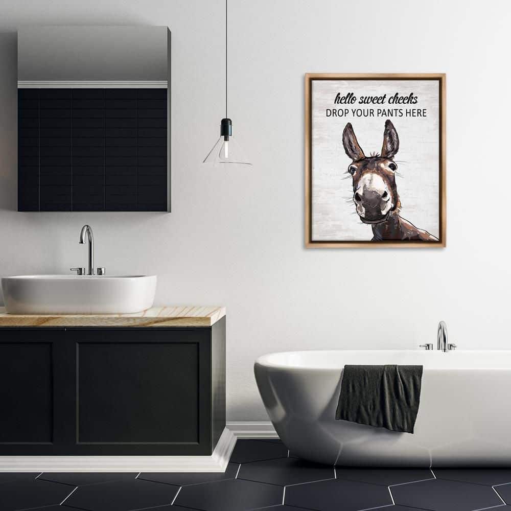 Sweet Cheeks Laundry Donkey by Lettered and Lined Brown Floater Frame Typography Graphic Art Print 31 in. x 25 in. price history on PriceWatchPro