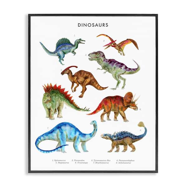 Dinosaur Learning Chart by Brett Blumenthal Black Framed Animal Giclee Art Print 14 in. x 11 in.