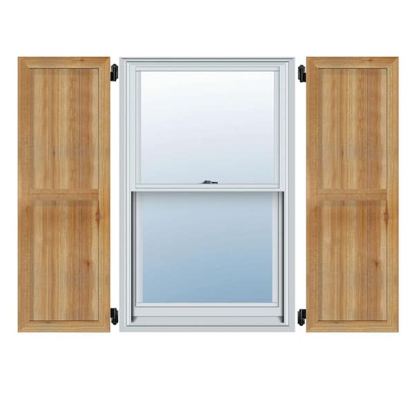 Ekena Millwork 10-3/4 in. X 29 in.Timbercraft Rustic Wood Two 5-3/8 in.Framed Board and Batten Shutters Rough Sawn Cedar (Per Pair)
