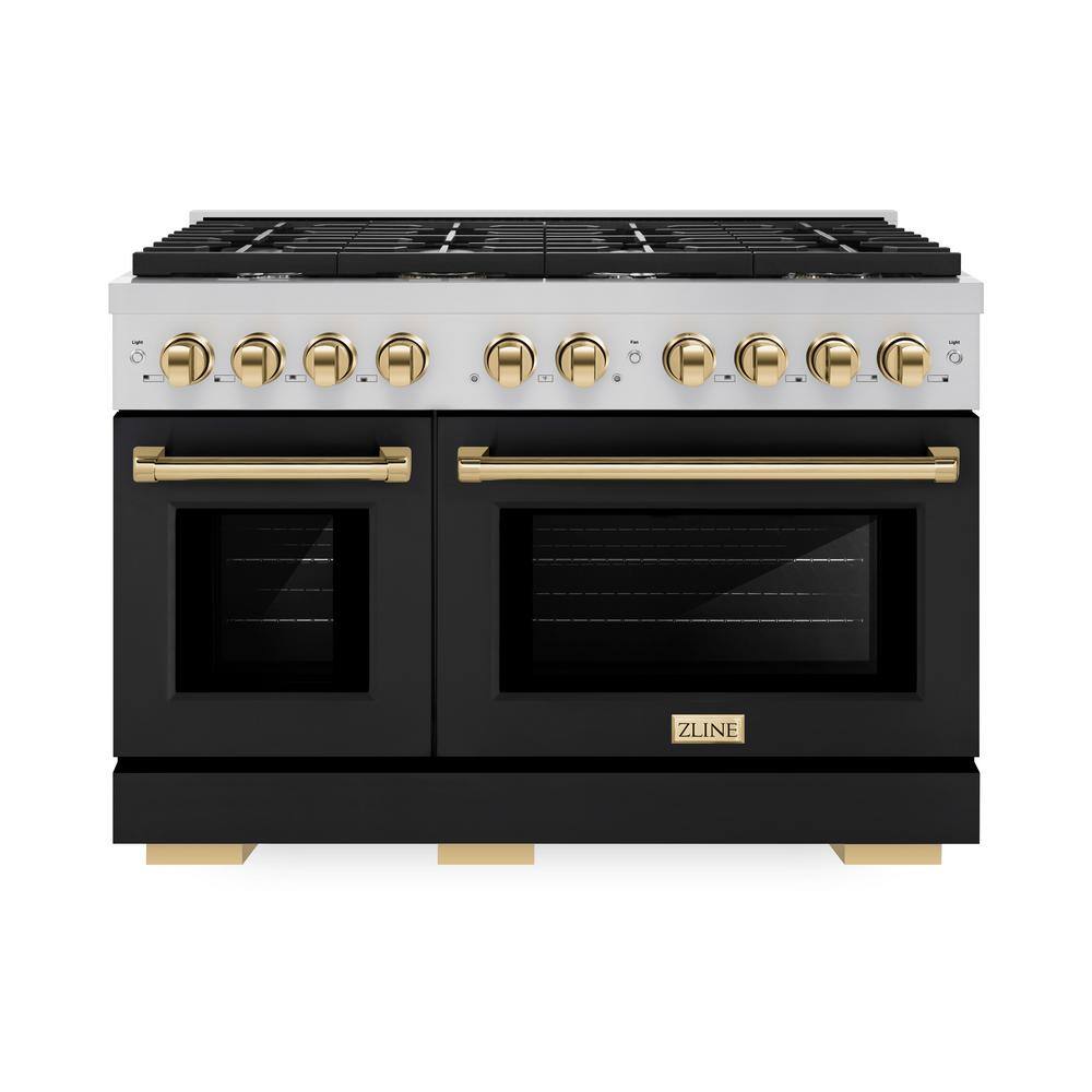 Paramount 48 in. 8-Burner Double Convection Oven Dual Fuel Range in Stainless Steel, Matte Black, and Polished Gold price history on PriceWatchPro