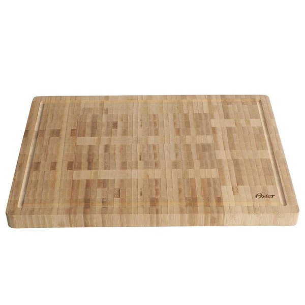 16.5 x 11.8 Inch Rectangular End Grain Bamboo Cutting Board with Juice Grooves
