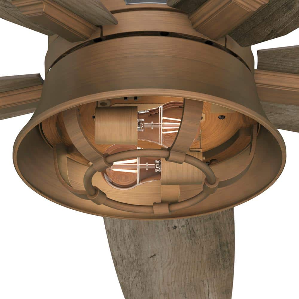 Hampshire 52" Weathered Copper Ceiling Fan with Grey Pine Blades and LED