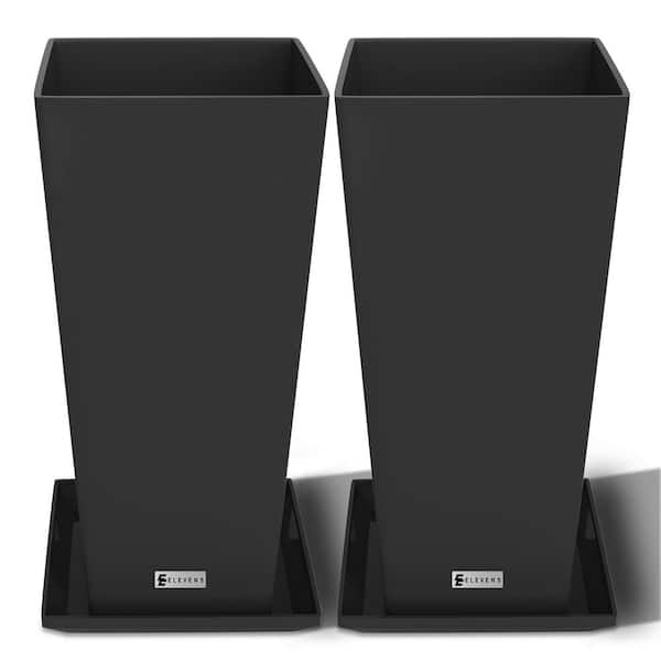 Dovelina 30 in. H Black Plastic Planter Pot (2-Sets)