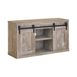 47.25in. Weathered Oak TV Console Fits TV's up to 52in. with Sliding Doors