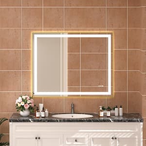 48 in. W x 40 in. H Rectangular Framed LED Anti-Fog Wall Bathroom Vanity Mirror, Backlit, and Front Light