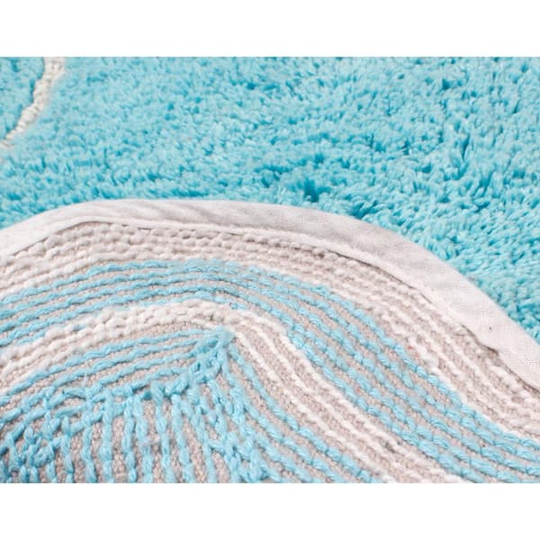Allure Collection 100% Cotton Tufted Bath Rug, 3-Pcs Set with Contour,  Turquoise