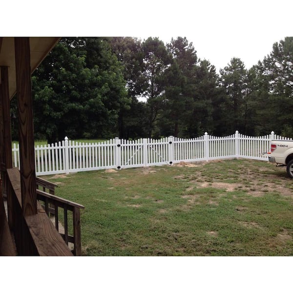 Weatherables Hampshire 5 ft. W x 4 ft. H Khaki Vinyl Picket Fence Gate Kit Includes Gate Hardware