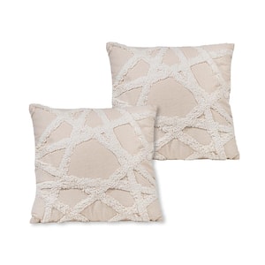 Macrame 18 in. x 18 in. Off-White Outdoor Throw Pillow (2-Pack)