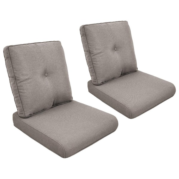 Loopyhoopy Modern 22 in. x 25 in. 4-Piece Deep Seating Outdoor Lounge Chair Cushion Set in Gray with Center Button (4-Piece)
