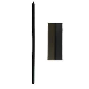 48 in. x 1-3/16 in. Satin Black Plain Square Solid Iron Square Based Newel Post