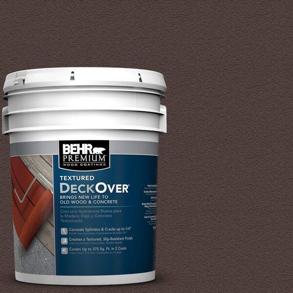 BEHR Premium Textured DeckOver 5 gal. #PFC-25 Dark Walnut Textured Solid Color Exterior Wood and Concrete Coating