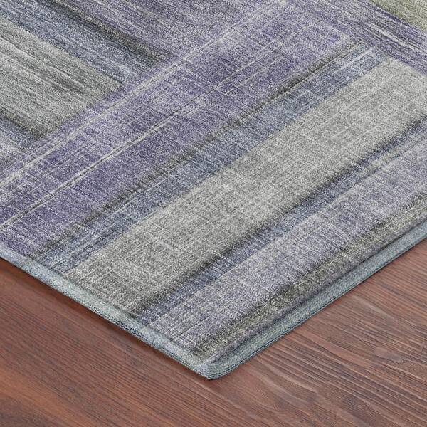Mayfield Premium Machine Washable Abstract AMF2285 Purple 2 ft. x 7 ft. Runner Rug